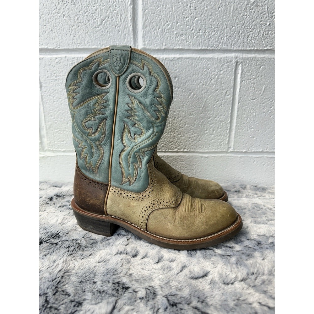 Ariat Women’s Heritage Western Cowboy Boots Size 6.5 B Turquoise Brown Leather